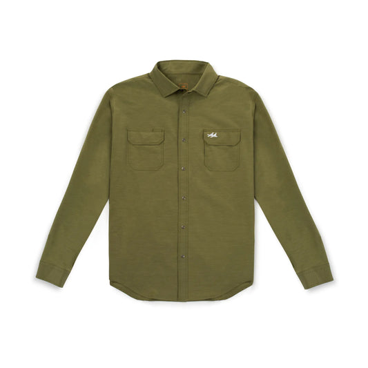 TWO DOVE OLIVE BROWN BUTTON DOWN LONG SLEEVE